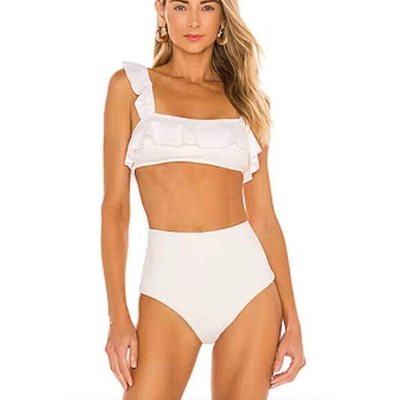 Eberjey So Jane Indigo Blue Bikini Top Set Stretch Ruffle Scoop Neck Sz M Medium - Picture 1 of 13